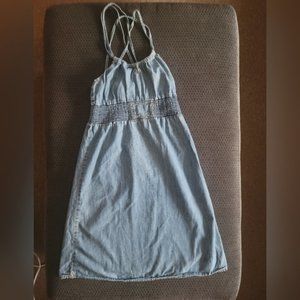 Old Navy Denim Dress Size SSoft Denim, Ruched waistline slightly adjustable neck
